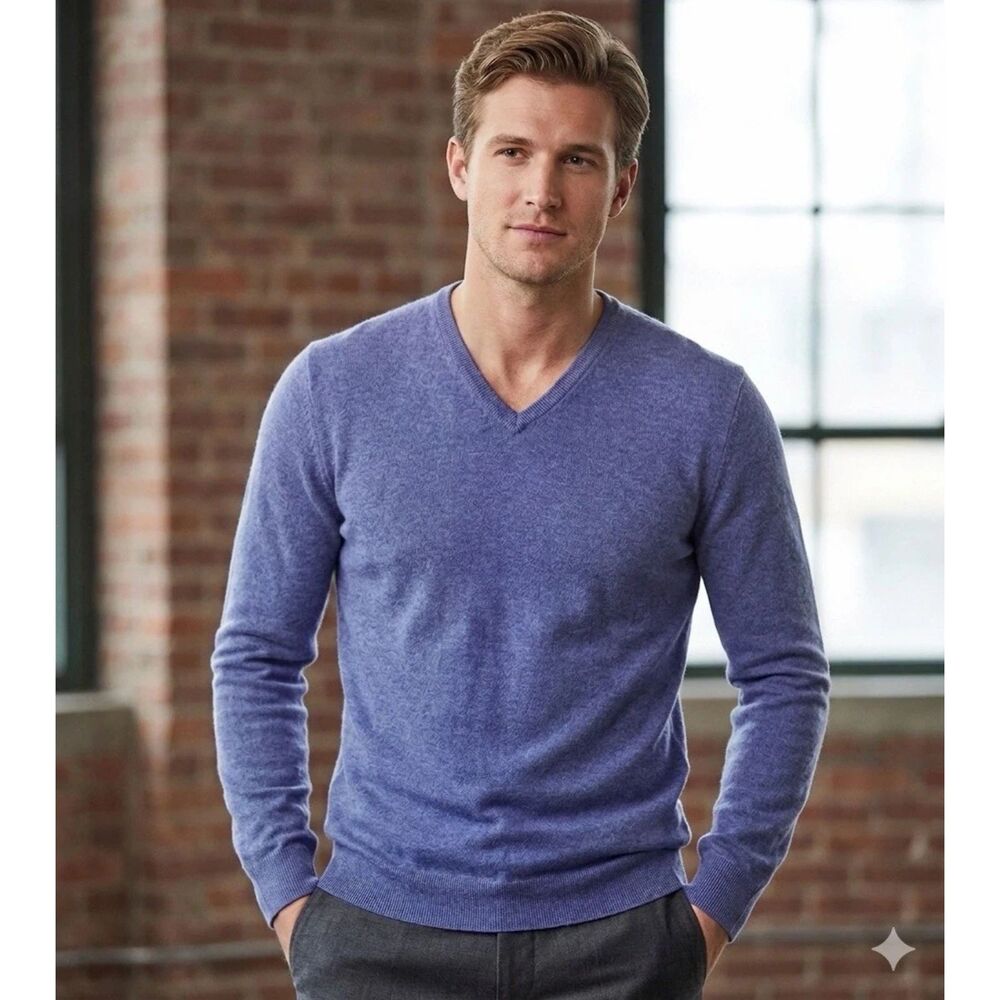 Zara Man sweater mens X-large Sport Classic Angora blend V-neck pullover preppy